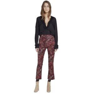 IRO | Imae | Woven Floral Metallic Brocade Cropped Slim High Waisted Pan…